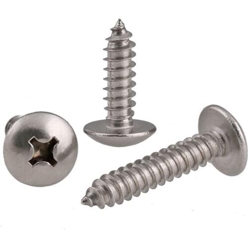 M4 M5 Philips Truss Head Self Tapping Screws 201 Stainless Steel Cross Mushroom Head Wood Screws Bolts