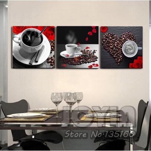 3 Piece Modern Paintings Prints Coffee Painting Canvas Art Cafe Pictures Living Room Kitchen Wall Decor With No Frame