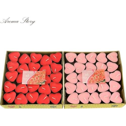 100pcs/lot Heart-shaped Flameless Wax Candles Tea Light Candle Wedding Birthday Party Home Decoration Small Tealight