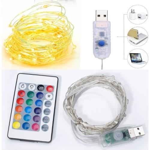 5M RGB Led Lights Chain Copper Wire USB Powered led String light Fairy Light For Christmas Lights Wedding Party