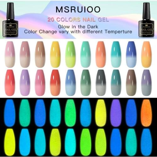 Luminous Gel Nail Polish Glow In Dark Color Thermal Color Change Semi Permanent Soak Off UV LED Gel Varnish Fluorescent Nails Ar