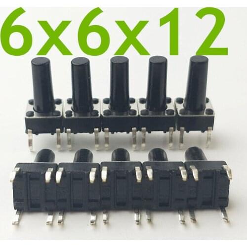 50pcs/lot 6x6x12MM 4PIN G95 Tactile Tact Push Button Micro Switch Direct Self-Reset DIP Top Copper Russia