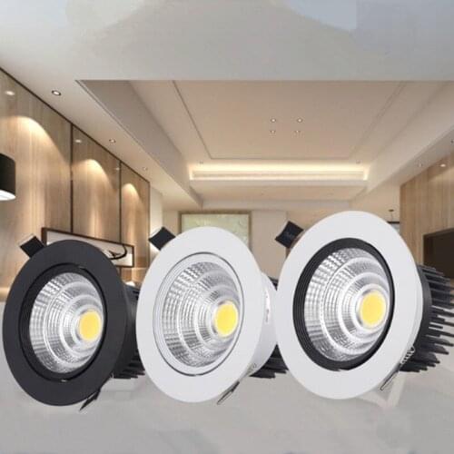 3W 5W 7W 9W 12W COB Dimmable LED Downlight 85-265V Recessed LED Spot Light Ceiling Lamp Light for Indoor Lighting white body