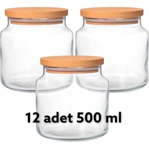 Vacuum Glass Jar With Wood Lid 12 Pcs