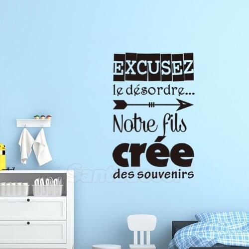 Stickers Muraux Excusez Le Desordre-Fils Vinyl Wall Decor Wall Art Decal Boys Room Home Decor Poster House Decoration