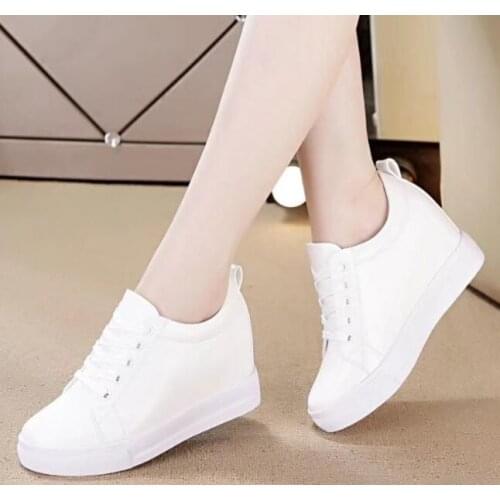 Classic new Lace-up Breathable Women shoes Wedges white black Heels Height Increasing Paltform Female Ladies Shoes Large size