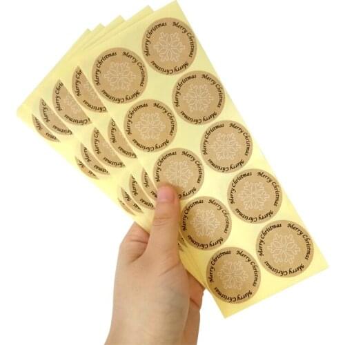 100pcs Christmas Snow Kraft Seal Stickers 35mm round Gift sealing sticker for homemade DIY Note Lable