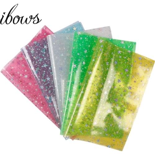 22CM*30CM Laser Fabric PVC Synthetic Hologram With Shiny Star Transparent Vinyl Fabric Party Decoration DIY Decorative Materials