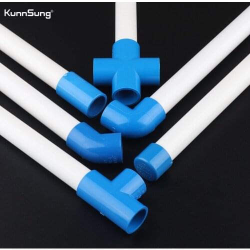 3pcs PVC Connector Inner Dia. 20mm Pipe Fittings Cap Straight Tee Wye Y Connector Elbow Cross for Pipe Repairing Aquarium Water