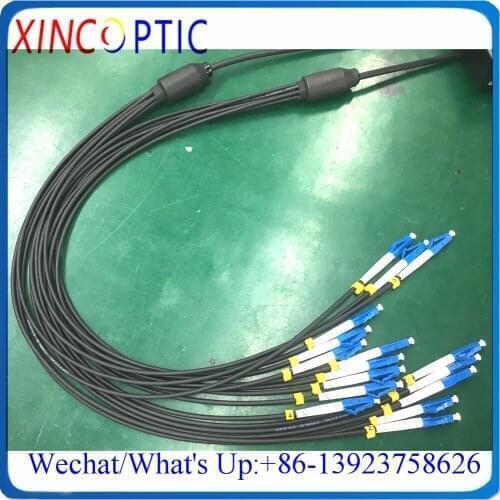 40M 8C,50/125 OM2,4.8mm,8Core LCUPC-LC/SC/FC/STUPC LSZH/TPU 8Fiber MM Armored Fiber Optic Patch Cord CPRI Black Cable Connector