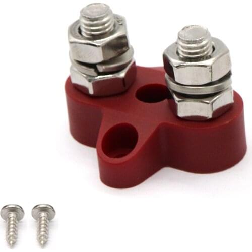 5/16 Inch Stainless Steel Dual Stud Power Junction Block - Red