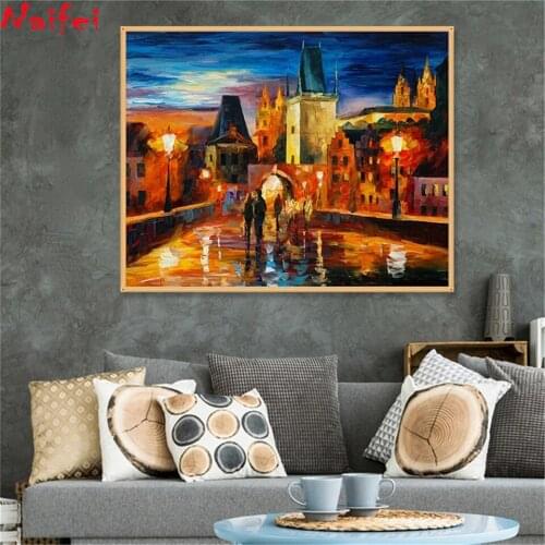 Diamond Embroidery,Wall Decoration Prague Night Landscape,5D,diy Diamond Painting Cross Stitch,3d picture,Diamond Mosaic sticker