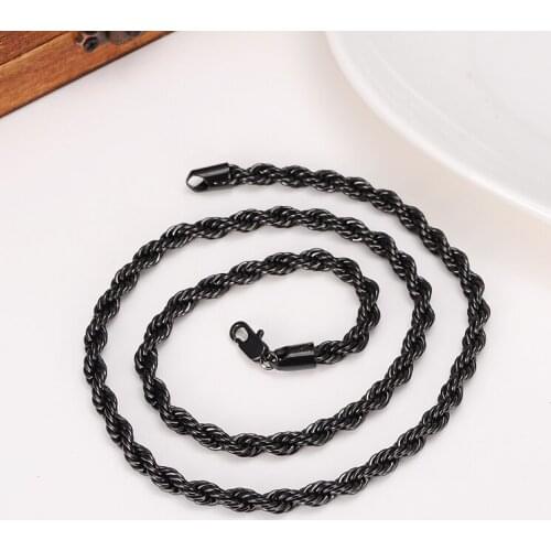Bangrui High Quality Necklace Long/Choker Wholesale Vintage Punk Black Gun Color Hip Hop Chain For Women/Men Jewelry Gift