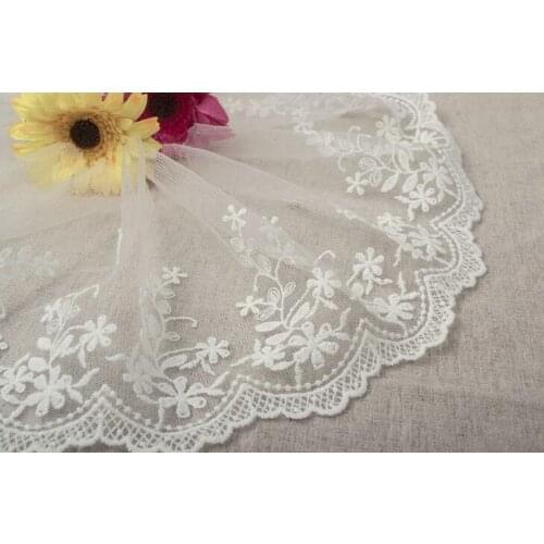 2 Meters Free Shipment Scrabooking White Cotton Lace Trim for Wedding Decoration Dark Wide Ribbon Lace