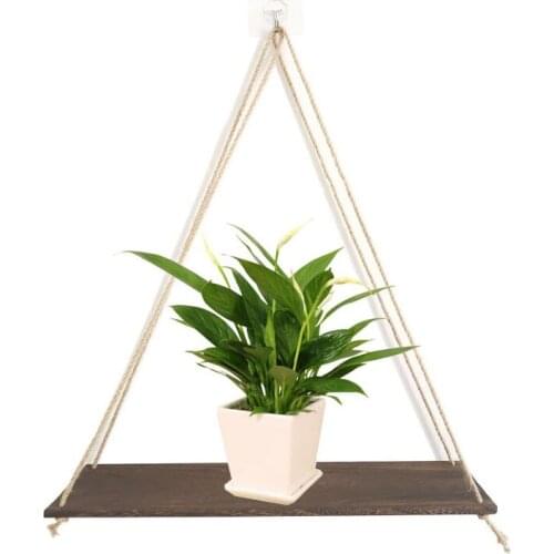 Twine Wooden Wall Shelf Flower Pot Rack Nordic Style Storage Rack Room Storage Swing Shelf Home Wall Hanging Home Decorations