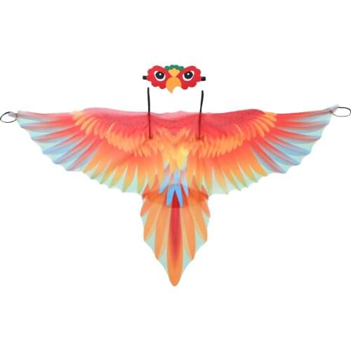 Childrens Parrot Wings Cape Costume & Mask Bird Cape Carnival Costume for Masquerade Halloween Carnival Performance Fancy Dress