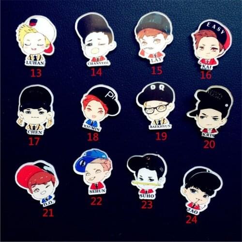 EXO CHEN.SUHO.KAI.LUHAN.XIUMIN.BAEKHYUN Popular Super EXO Acrylic Cartoon Brooch Popular Badge XZ124