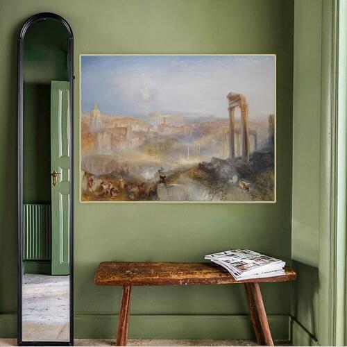 Holover Canvas Oil Painting William Turner"Modern Rome - Campo Vacino"Romanticism Artwork Wall Art Aesthetic Home Decoration