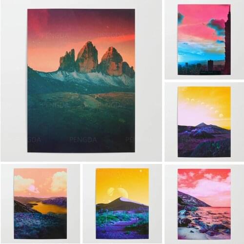 HD Printed Dusk Scenery Canvas Painting Wall Art Mountain Colorful Sky Pictures Home Decor Living Room Modular Landscape Poster