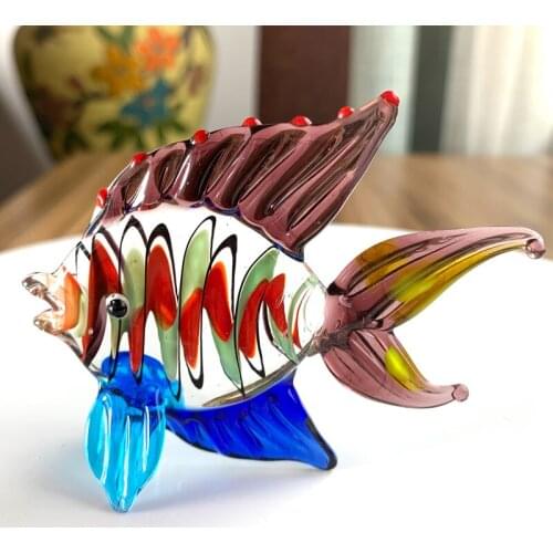 COLORFUL CRYSTAL GLASS CLOWN FISH ANIMAL FIGURINES MINIATURE HAND BLOWN MODERN MINIATURES HOME DECOR ACCESSORIE CHRISTMAS GIFT