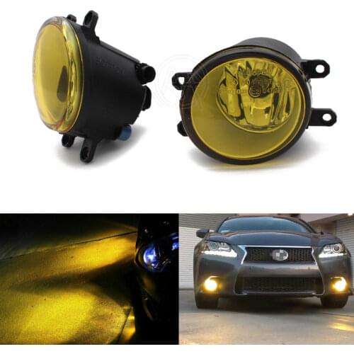 Left/Right Side Fog Light Lamp Yellow Lens Car Front Bumper Fog Light H11 Bulb for 07-14 Camry 08-14 Avalon Lexus IS-F Scion