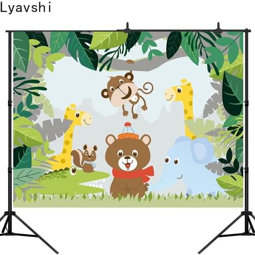 Lyavshi Jungle Safari Woodland Party Photography Backdrops Animal Forest Child Kids Birthday party Banner Background Props