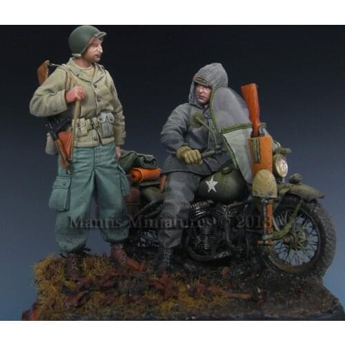 1/35 model kit resin kit US Soldier & Rider (for MINIART kit)German motorcyclist soldier KG Hansen at Poteau Set