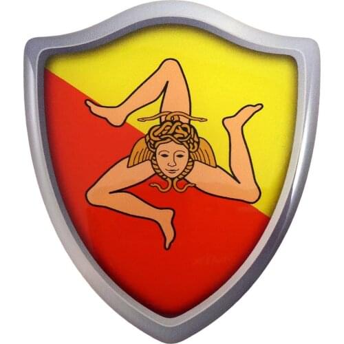 Sicilian Italian Flag Shield Hemispherical Decal 3D Appearance Badge Resin Car Sticker Windshield Bumper Motorcycle Helmet Decal