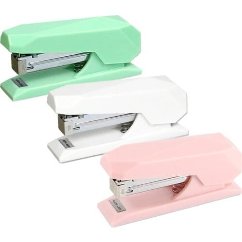 Desk Stapler Mint Green White Spring Powered Stapler No-Jam Desktop Executive Stapling Tool with Non-slip Base Office School