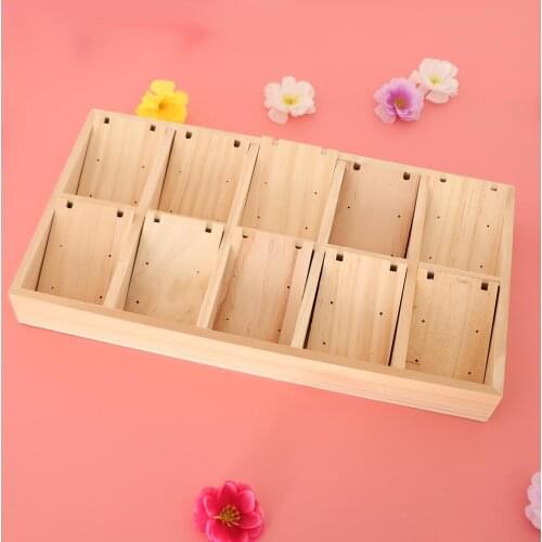 Unfinished Wooden Jewelry Display Earring Dangle Hook 10 Slots Pad Boxes