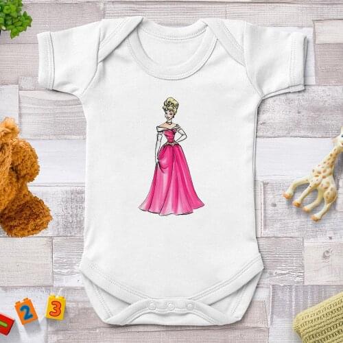 Baby Girl Clothes Disney Princess Printed Newborn Summer Jumpsuits Harajuku Lovely Short Sleeve Baby Infant Bodysuit0-24M