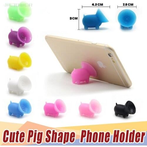 Wholesale Cute Cartoon Suction Cup Mini Pig Mobile Phone Holder Stand for Iphone 6 for Galaxy S4 Phones Universal Phone 200pcs
