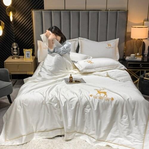 Embroidery Luxury Summer Quilt for Kids Bedspread Blanket for Bedding Linen Hotel Bed Cover