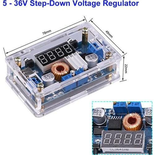 5-36V Step-down Voltage Vegulator DC Voltage and Current Power Display LED Driver Lithium Battery Charging with Crystal Shell