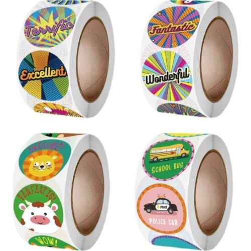 Qiduo 1inch car cartoon animal design fun encourage label stationery stickers Wholesale teachers reward student stickers English