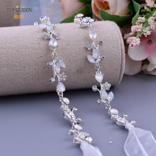 TOPQUEEN S301 Opal Stones Belt Ladies Belt Decorative Belt for a Wedding Dress Thin Ribbon Sash Brides Accessories Party Belt