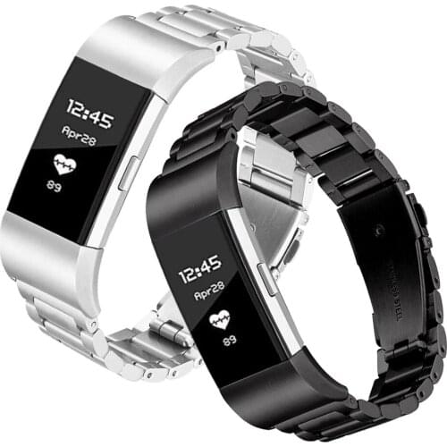For Fitbit Charge2 3 4 strap stainless steel strap metal buckle wrist strap smart watch strap sports bracelet silver black