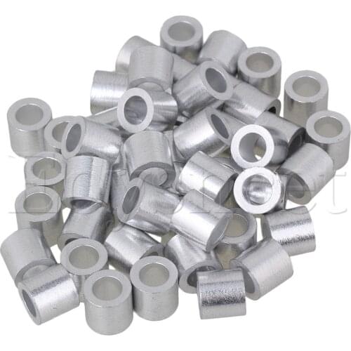 Silver Round Holes Ferrules M6 Wire Rope Aluminum Sleeves Clip Pack of 50