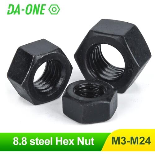 Hexagon Nuts DIN934 M2 M2.5 M3 M4 M5 M6 M8 M10 M12 M14 M16 M18 M20 M22 M24 Black Grade 8.8 Oxide Carbon Steel Metric Hex Nut
