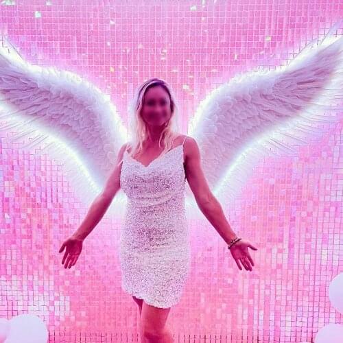 Light Pink Sequin Disc Panel Live Outdoor Interior Round Square Pet Shimmer Wall Backdrop Party Event Wedding Fiesta Decoration