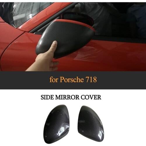 Carbon Fiber Car Rear View Mirror Cover Cap for Porsche 718 Boxster Cayman 2 Door Convertible Hatchback Coupe 2017 2018 Only LHD