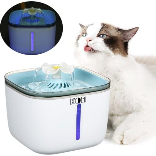 Pet Cat Water Fountain USB Automatic Cat Water Dispenser Feeder Bowl LED Light Smart Dog Cat Water Dispenser Pet Drinking Feeder