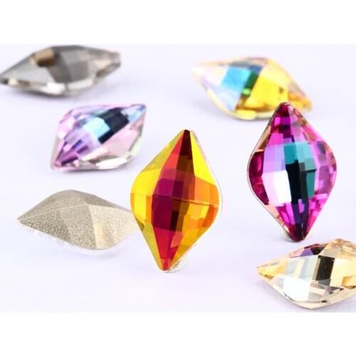 Lemon Jewelry Decoration Shining Loose Rhinestones Pointback K9 Glass Strass Crystal for Clothing Crafts DIY Nails 9x14mm