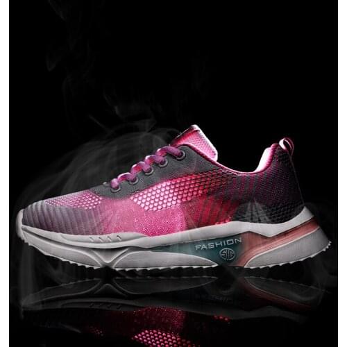 Womens shoes casual new sneakers running dense mesh fly woven breathable comfortable light large size elastic vulcanized shoes