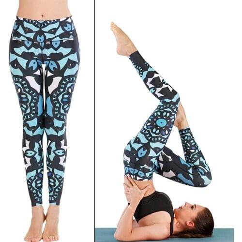 Women Printed Sports Yoga Pants Workout Trouser High Waist Running Fitness Elastic Pencil Leggings Swim Surf Tights Rashguards