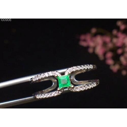 Elegant lovely crossings Natural green emerald gem Ring S925 Silver Natural gemstone Ring girl Womens party gift fine Jewelry