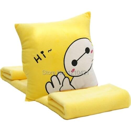 1Pcs Free shipping Big Hero6 Plush Throw Blanket Hand-warmer baymax Throw pillows within a 160x100cm Blanket 3 in 1