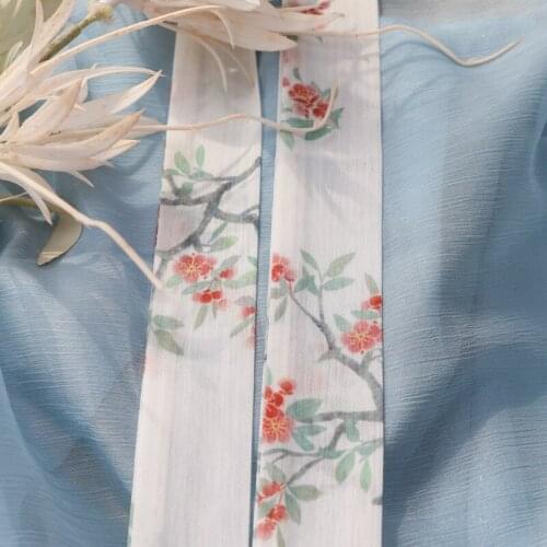 2m Long Begonia Flower Hair Band Hanfu Printed Ancient Style Ribbon Headdress Hair Accessories