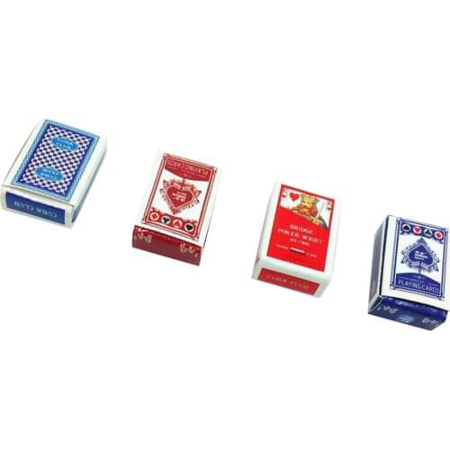 2 Sets Miniature Playing Cards Poker Games Dollhouse 1/12 Scale Accessories
