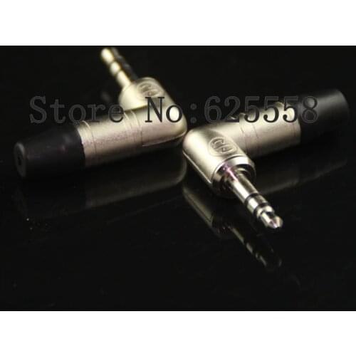 2PCS Neutrik 3.5mm (1/8") Stereo Right Angle Plug Silver Plated Audio Stereo Plug Connector